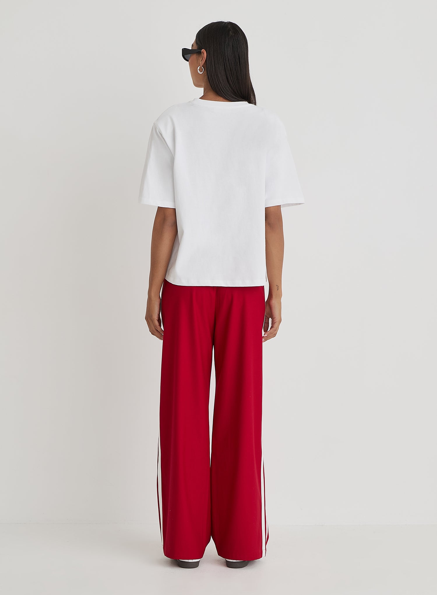 Red Side Stripe Wide Leg Trouser